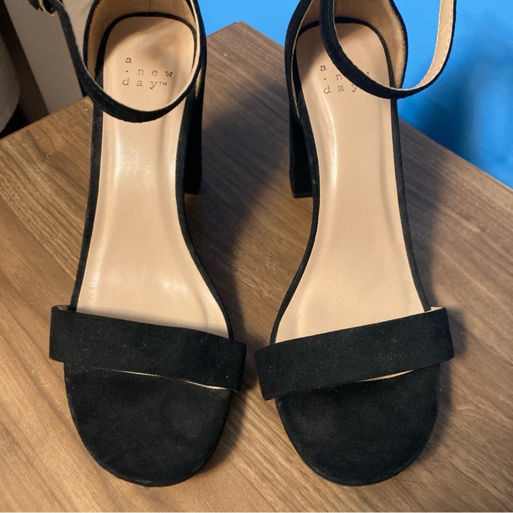 A New Day Black Ankle Strap Heels - Picture 2 of 6